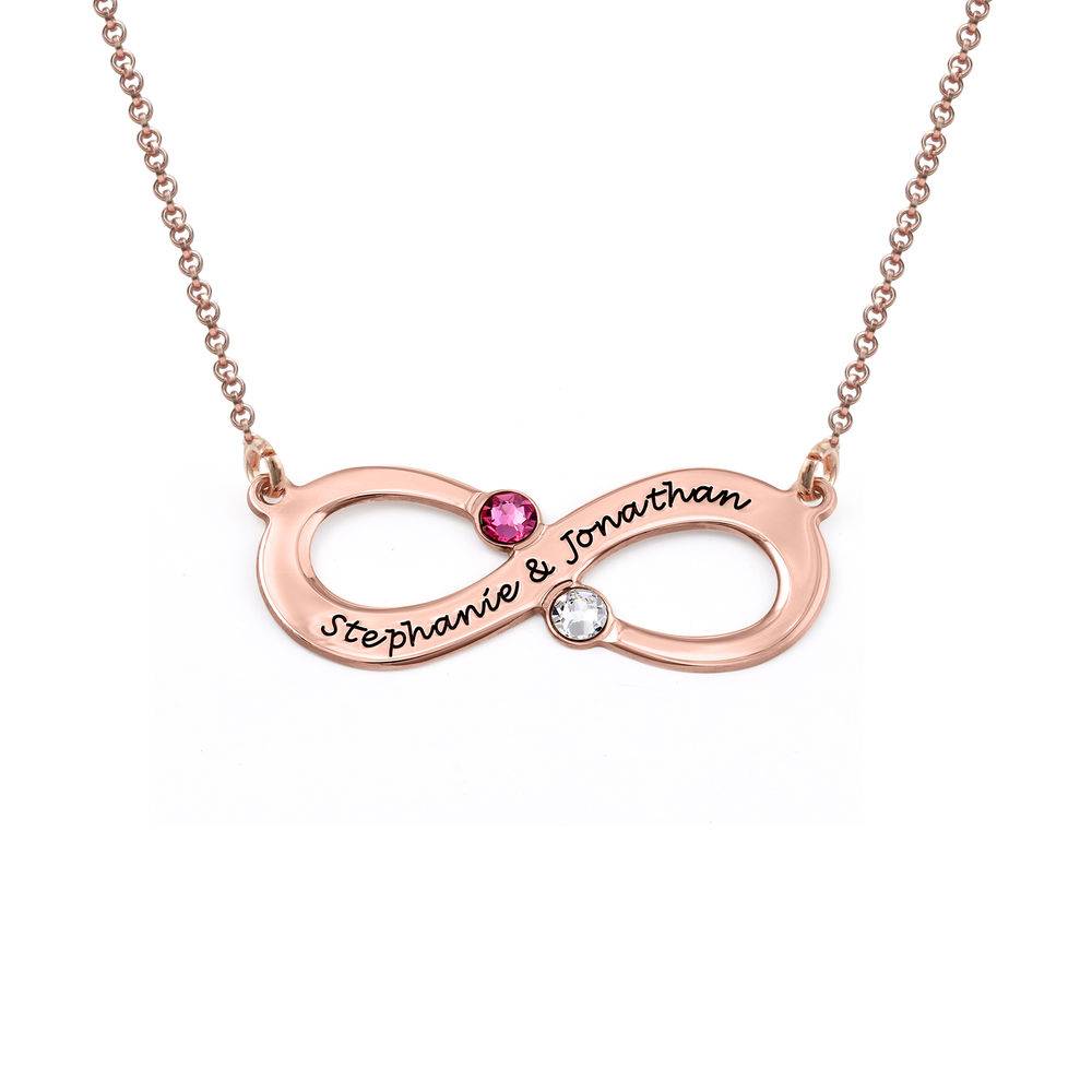 Couple's Infinity Necklace With Birthstones In 18ct Rose Gold Plating-1 product photo