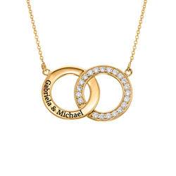 Cubic Zirconia Interlocking Circle Necklaces in Gold Plating product photo