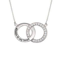 Cubic Zirconia Interlocking Circle Necklaces in Sterling Silver product photo