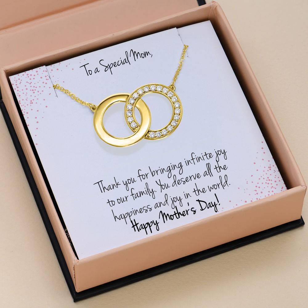 Zirconia Circles Necklace with Giftbox & Prewritten Gift Note Package in Gold Vermeil