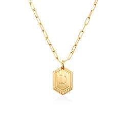 Cupola Link Chain Initial Necklace in 18k Gold Plating product photo