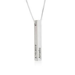 Custom 3D Bar Necklace in Matte Silver product photo