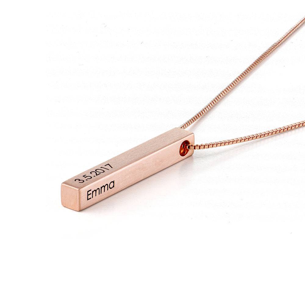 Custom 3D Bar Necklace Matte - Rose Gold Plated