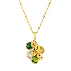 Custom Birthstone Drop Necklace for Mom in Gold Plating product photo
