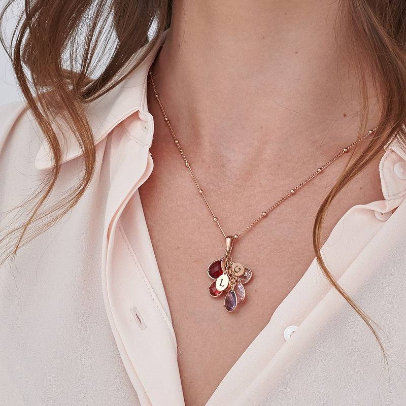 Collana Mamma Personalizzata a Cascata con Pietre Portafortuna Placcata Oro Rosa 18K