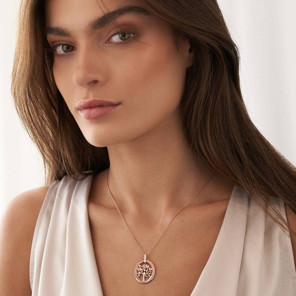Personaliseret halskæde med stamtræ med rosa guldbelægning-4 produkt billede