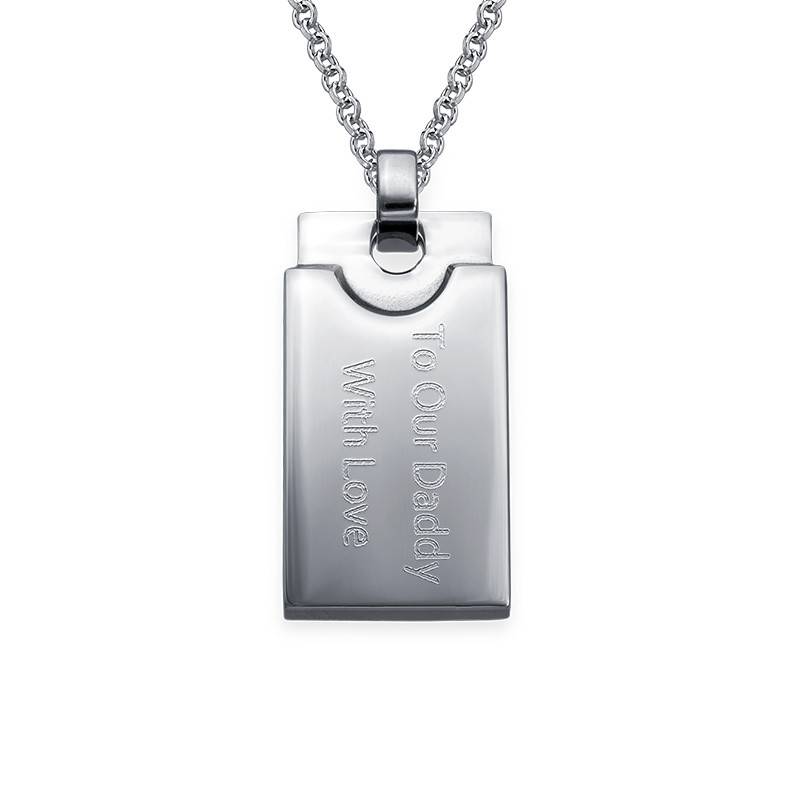 Custom Rectangular Dog Tag Necklace for Men in Stainless Steel product photo