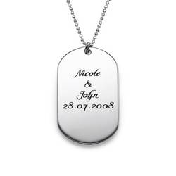 Custom Script Dog Tag Necklace in Sterling Silver product photo