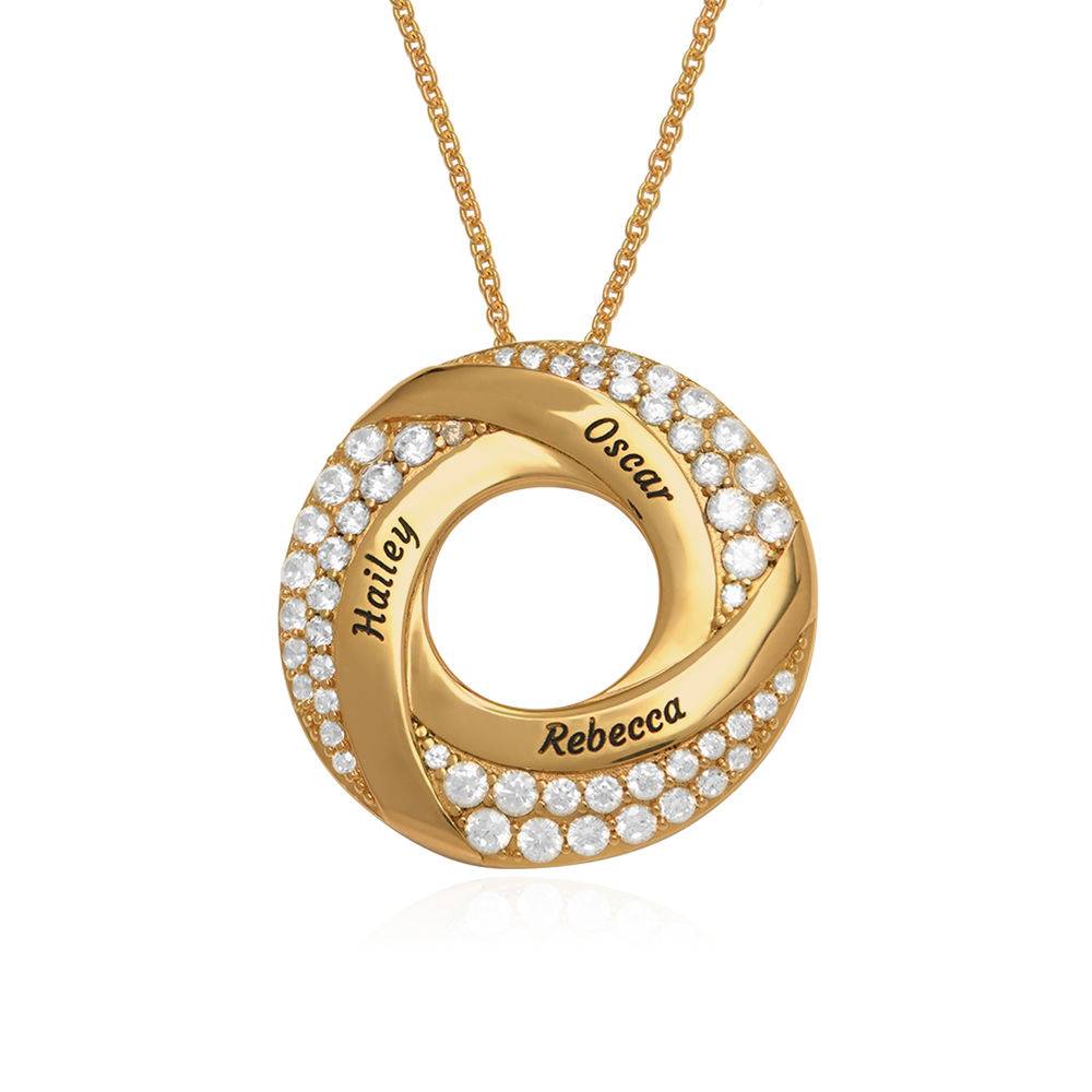 Custom Twist Circle Necklace with Pave Zirconia in 18k Gold Plating