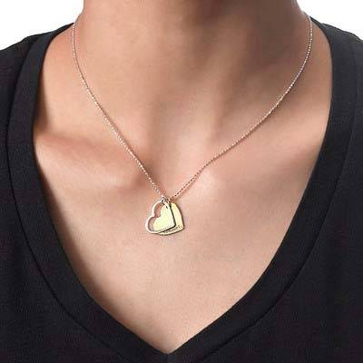 Herz-Halskette für Paare in zwei Tönen mit Wunschgravur-2 Produktfoto