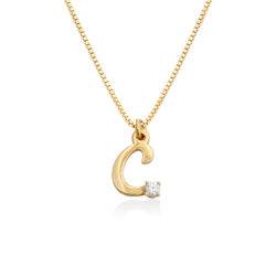 Diamond initial necklace in 18K Gold Vermeil product photo