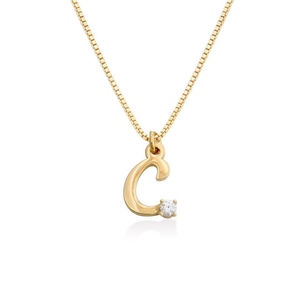 Diamond initial necklace in 18ct Gold Vermeil product photo