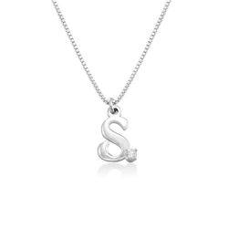 Diamond initial necklace in Sterling Silver
