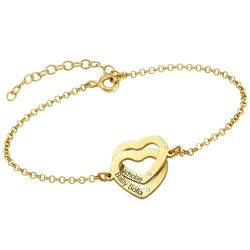 Claire Interlocking Adjustable Hearts Bracelet in Gold Plated with Diamonds product photo