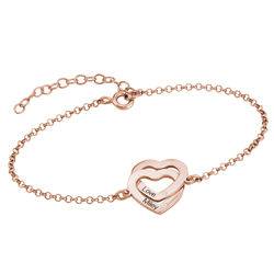 Claire Interlocking Adjustable Hearts Bracelet in Rose Gold Plated with Diamonds product photo