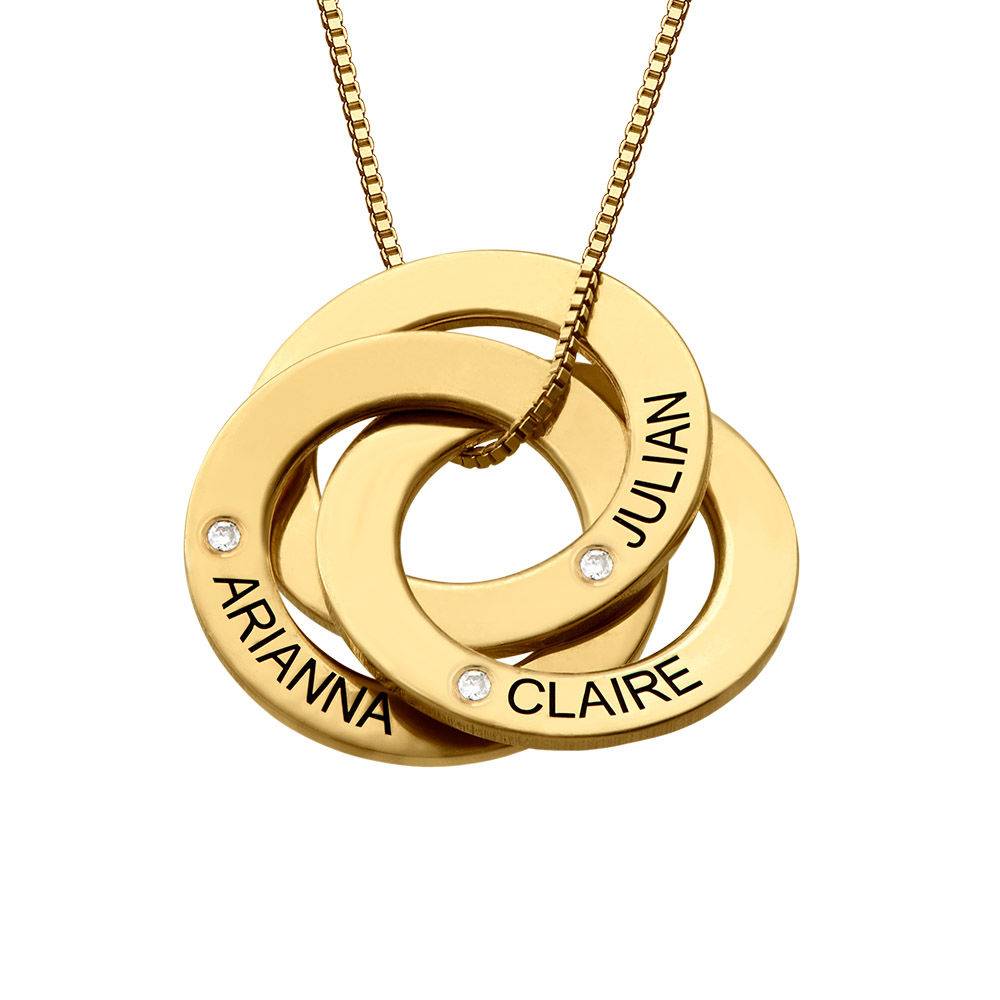 Collar Anillo Ruso Grabado con Diamantes en Oro Vermeil foto de producto