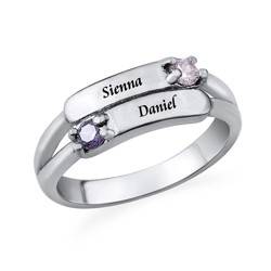 Double Birthstone Ring with Engraving product photo
