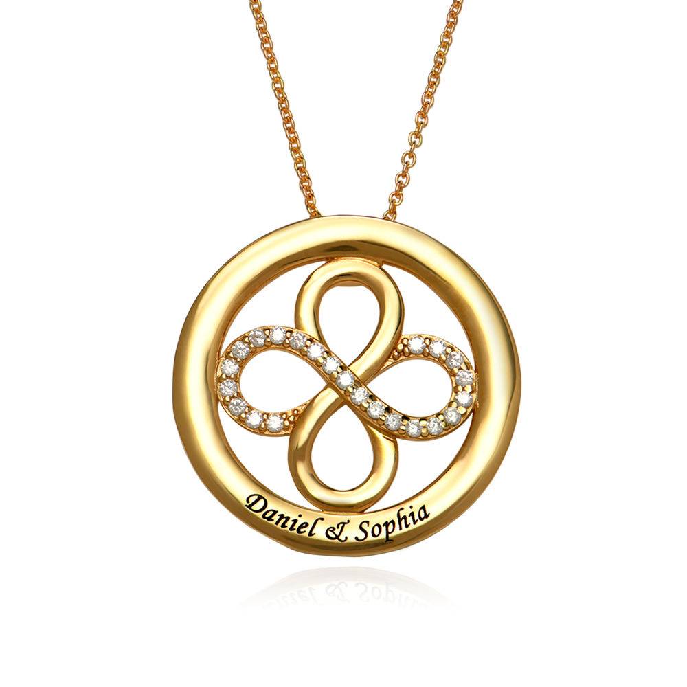 Double Infinity Circle Necklace with Zirconia in 18ct Gold Vermeil product photo