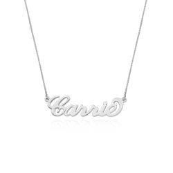 Double Thickness 14k White Gold Carrie Name Necklace product photo