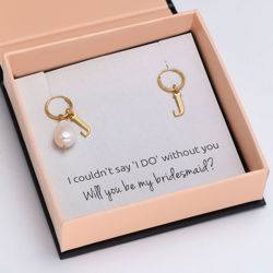 Down the Aisle - Pearl & Initial Earrings in 18k Gold Plating product photo