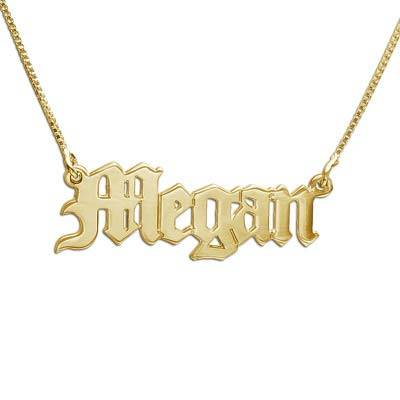 Durable 14k Gold Old English Style Necklace with Name