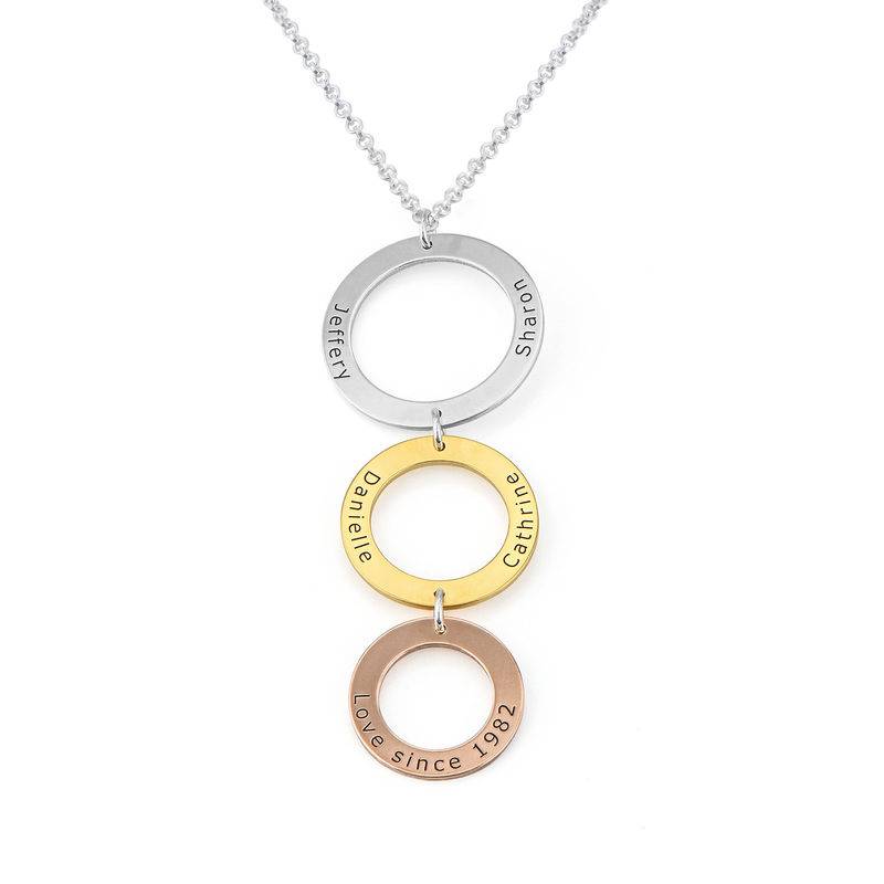 Engraved 3 Circles Necklace in Tri- colour-2 product photo