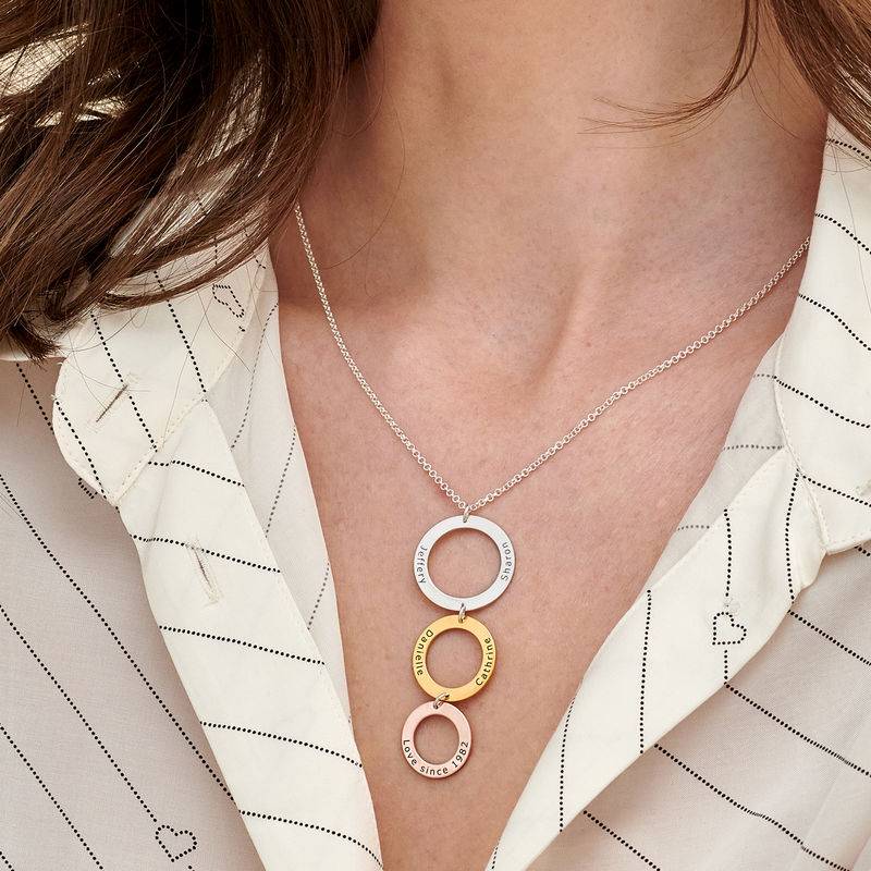 Engraved 3 Circles Necklace in Tri- color-4 product photo