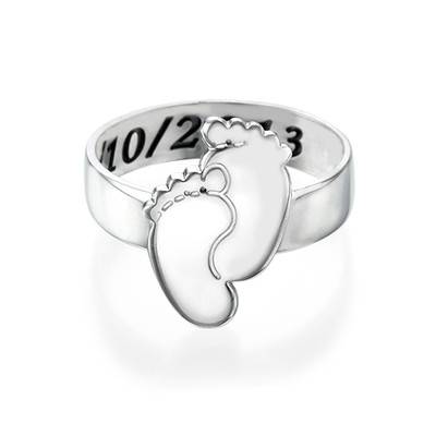 Graveerbare Babyvoeten Ring in 925 Zilver-2 Productfoto