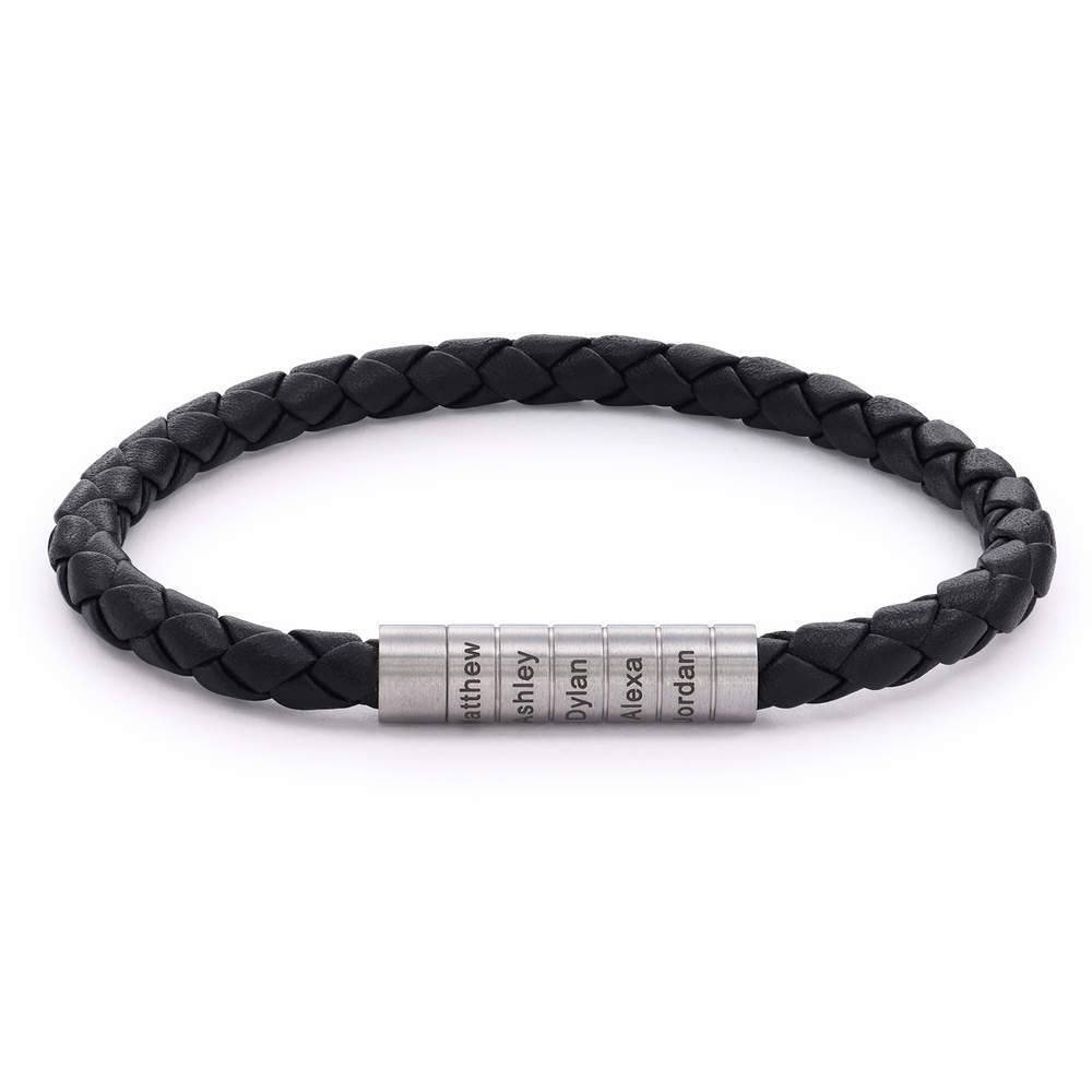 Nevada Black Braided Leather Bracelet for Men product photo