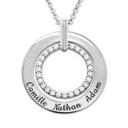 Engraved Circle Necklace in Silver product photo