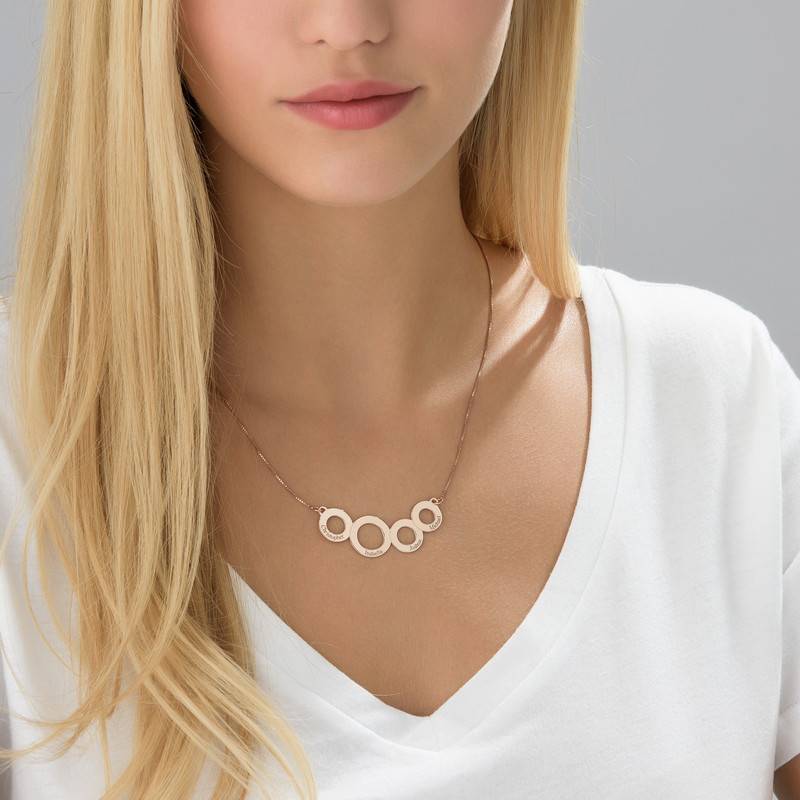 Collar Círculos Grabados Chapado en Oro Rosa-4 foto de producto