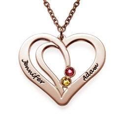 Engraved Birthstone Heart Necklace - Rose Gold Plated product photo
