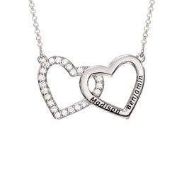 Halsband med Två Hjärtan med Gravyr i Sterling Silver produktbilder