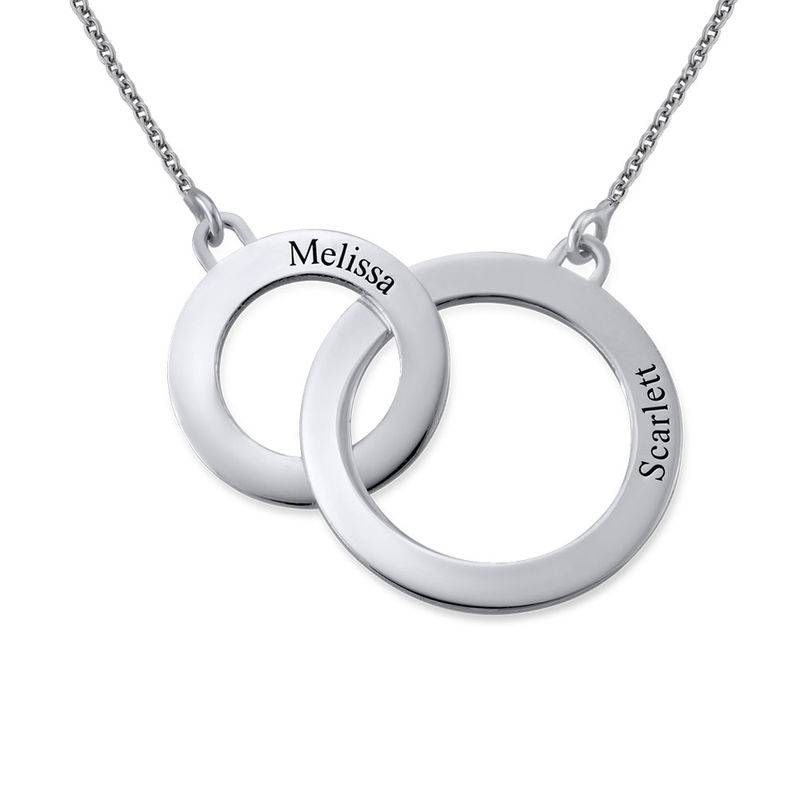 Engraved Eternity Circles Necklace in Silver