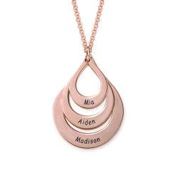 Engraved Family Necklace Drop Shaped in Rose Gold Plating product photo