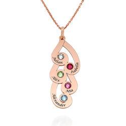 Engraved Family Pendant Necklace with Birthstones in Rose Gold Plating product photo