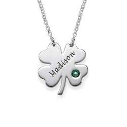 Engraved St. Patrick’s Day Four Leaf Clover Necklace product photo