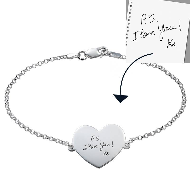 Engraved Handwriting Bracelet - Heart Shaped-1 product photo