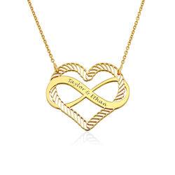 Infinity Halskette mit eingraviertem Herz in Gold-Vermeil Produktfoto