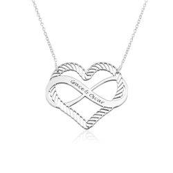 Engraved Heart Infinity Necklace in Sterling Silver product photo