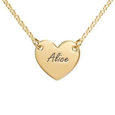 Engraved Heart Necklace with 18K Gold Plating for Teens product photo