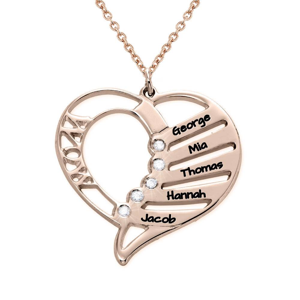 Engraved Mum Necklace with Diamonds in Rose Gold plating-6 product photo