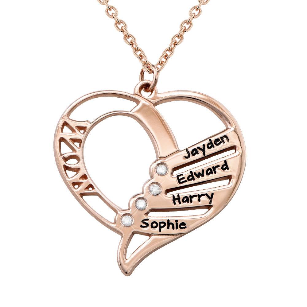 Engraved Mum Necklace with Diamonds in Rose Gold plating-5 product photo
