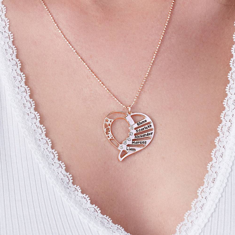 Engraved Mum Necklace with Diamonds in Rose Gold plating-3 product photo