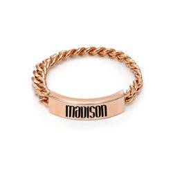 Engraved Name Link Ring in Rose Gold Plating product photo