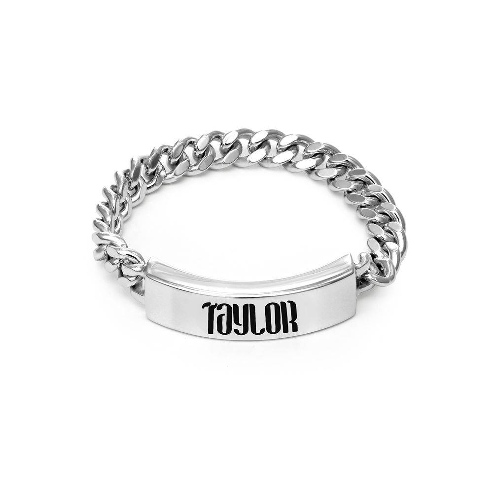 Engraved Name Link Ring in Sterling Siver product photo