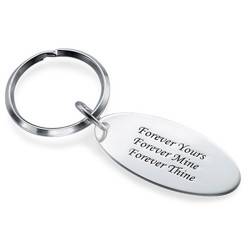 Engraved Oval Tag Keychain in Sterling Silver product photo