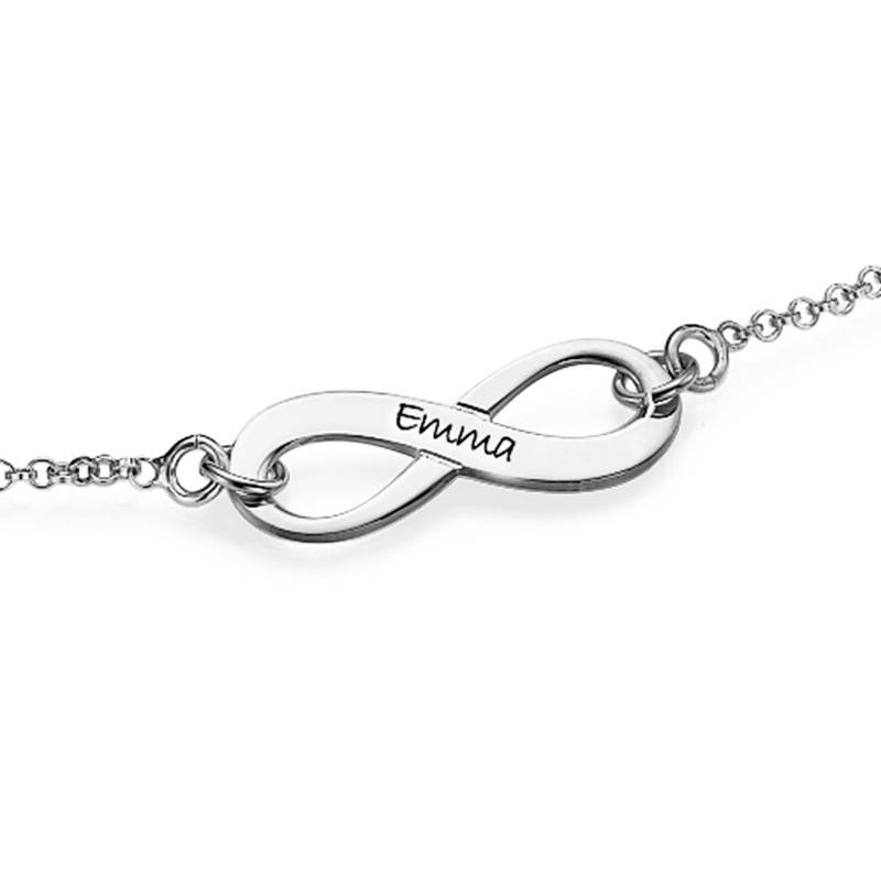 Engraved Silver Infinity Bracelet