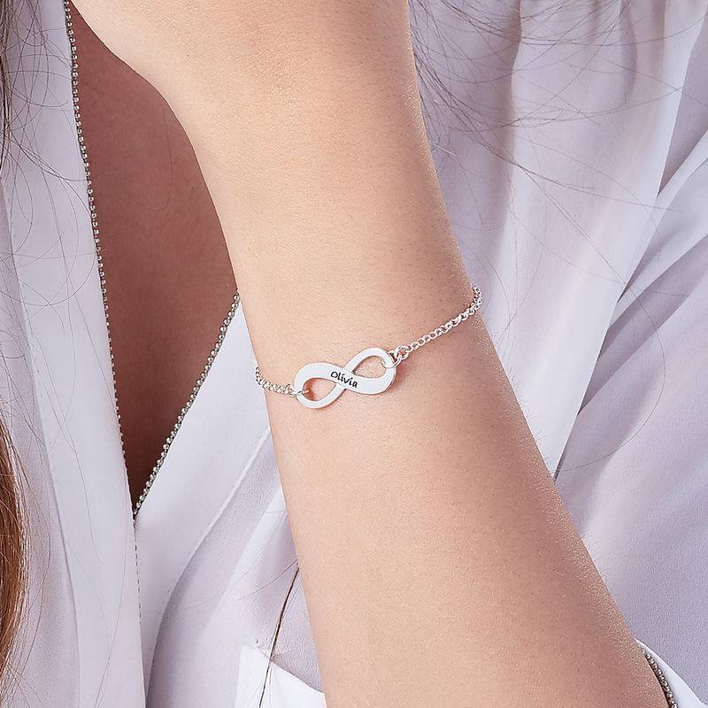 Engraved Silver Infinity Bracelet