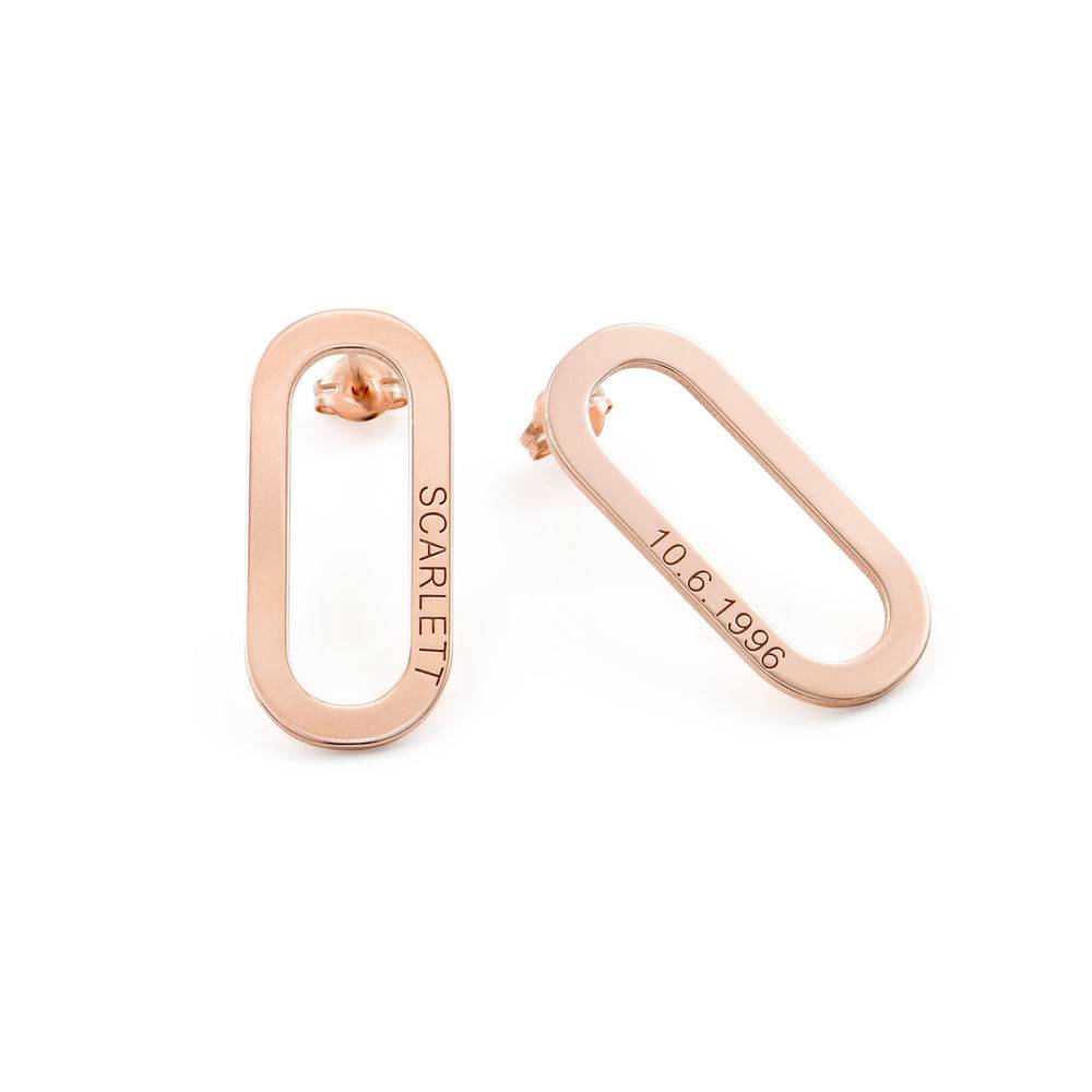 Aria Engraved Single Link Chain Earrings with Engraving in Rose Gold Plating product photo